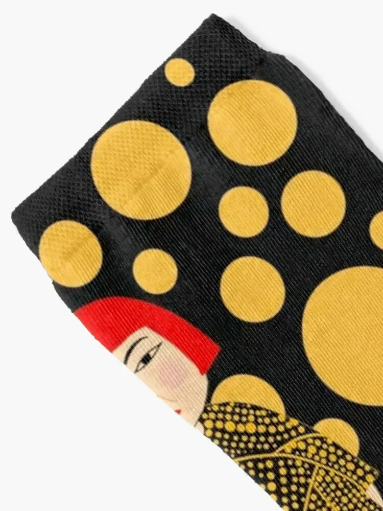 Yellow dots Yayoi Kusama inspired Socks hockey funny sock Running Designer Man Socks Women's