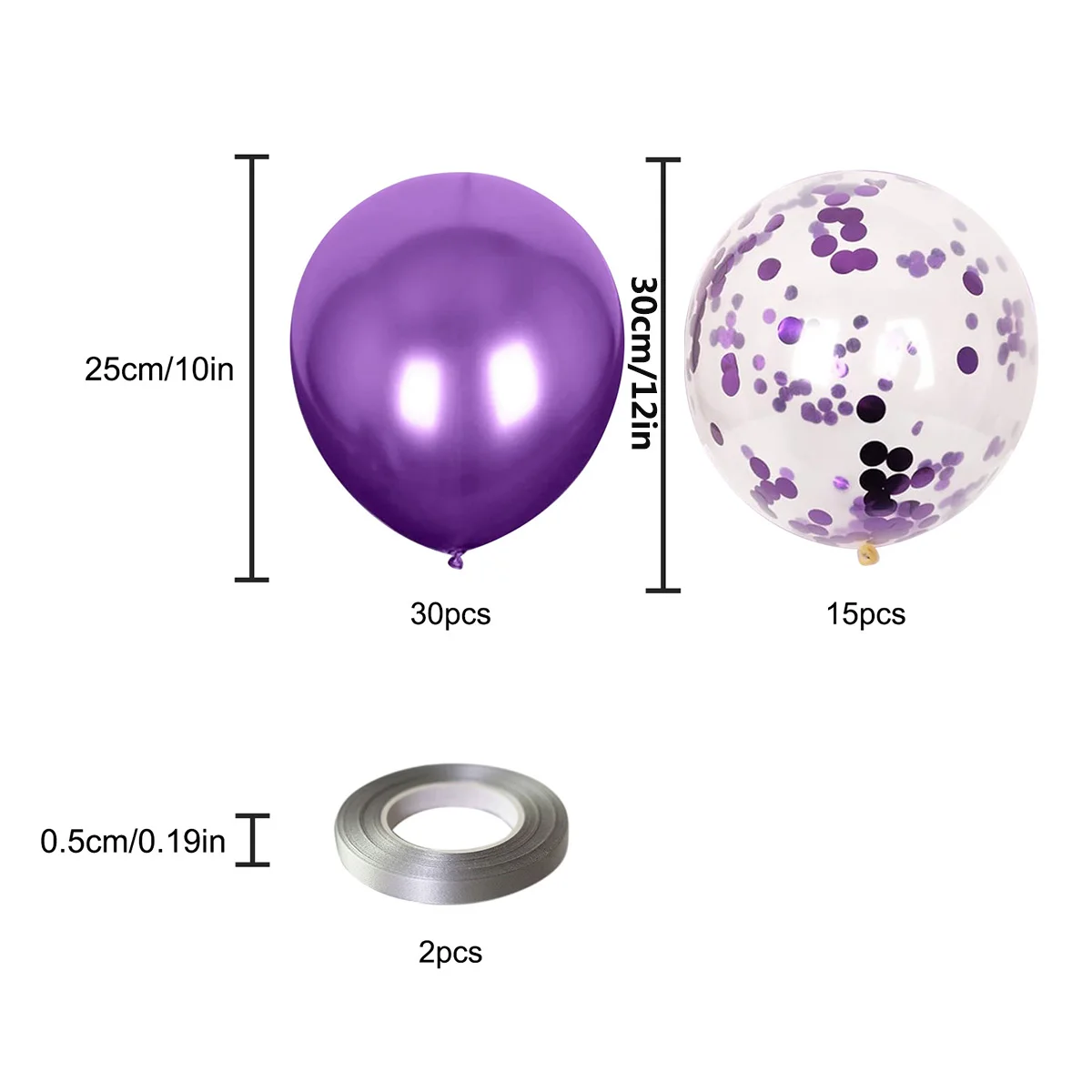 47Pcs Metallic Purple Latex Balloons Chrome Balloons Various Sizes for Girls Women Purple Birthday BabyBridal Shower Decorations