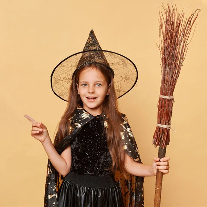 

Шляпа ведьмы, костюм на Хэллоуин, реквизит для взрослых и детей, черная остроконечная шляпа волшебника, вечерние костюмы для косплея, головные уборы, костюм, топ, остроконечные кепки