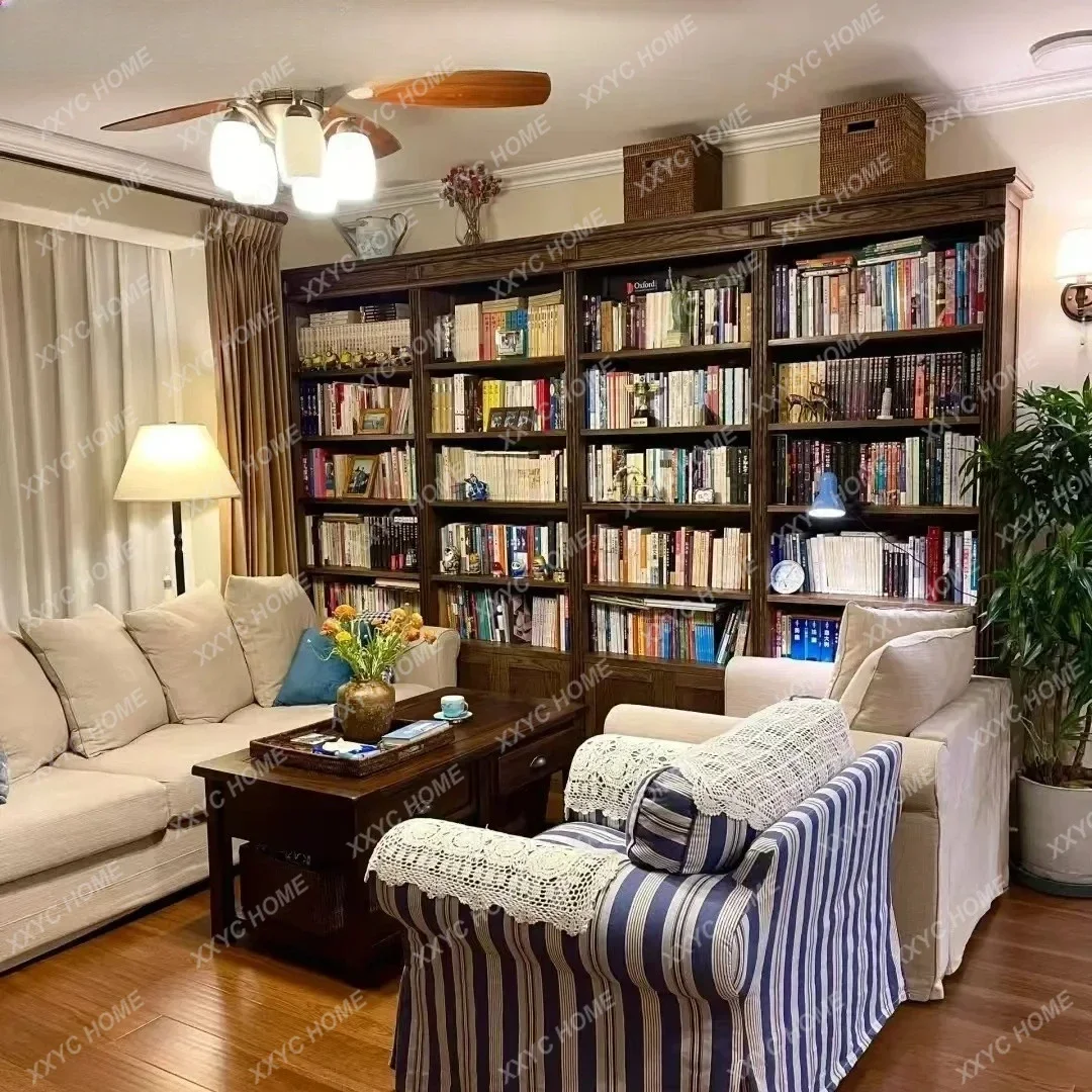 

Ретро-книжный шкаф KFrench в американском стиле для виллы, пристенный комбинированный шкаф для хранения и демонстрации.