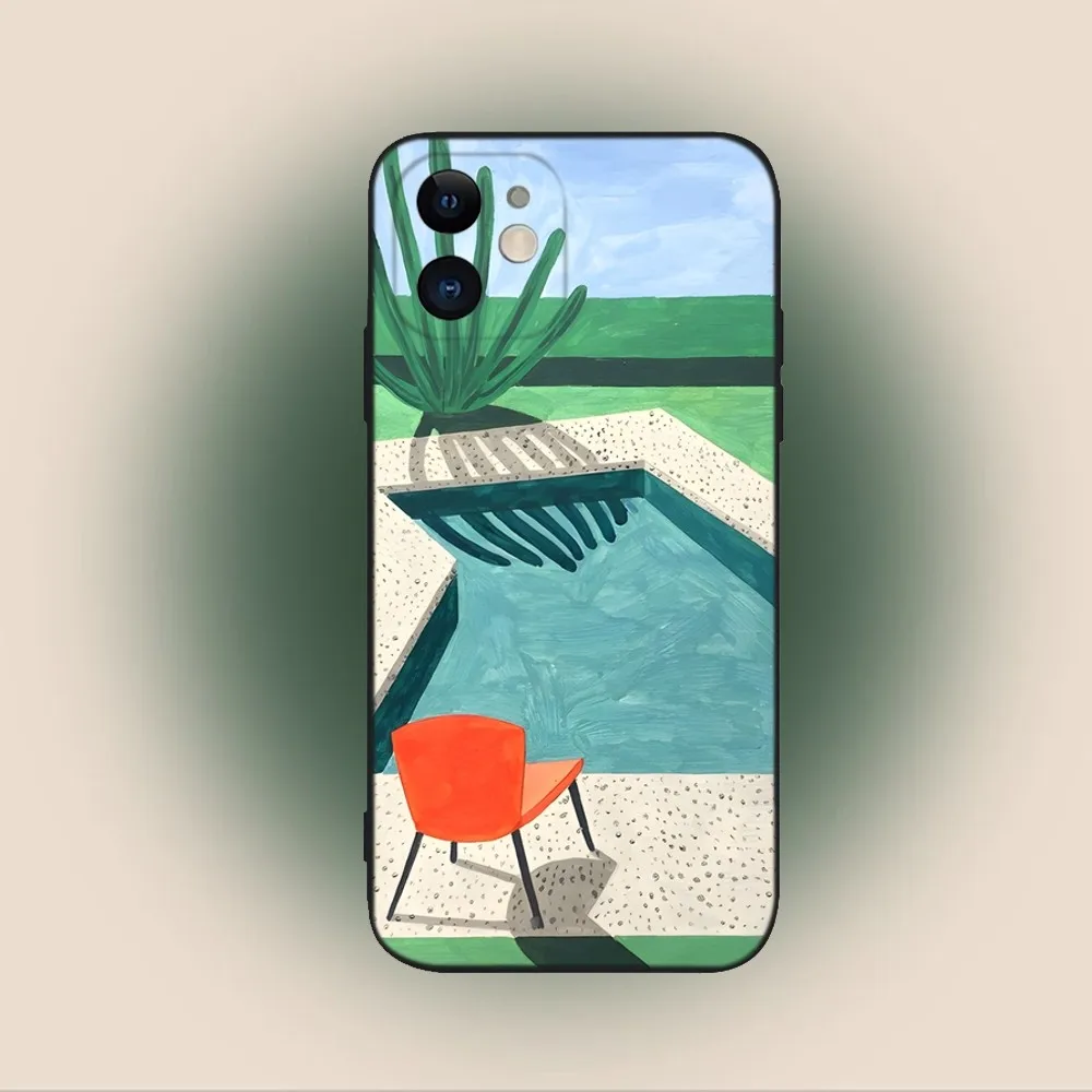 Art David Hockney  Phone Case For iPhone 15,14,13,12,11,Plus,Pro Max,XS,X,XR,SE,Mini,8,7 Soft Silicone Black Cover