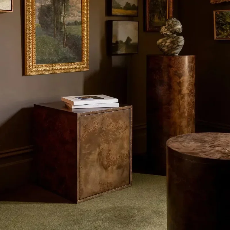 mahogany texture, apartment bedside table, hidden shelf 2 drawers environmentally friendly, bedroom storage left and right