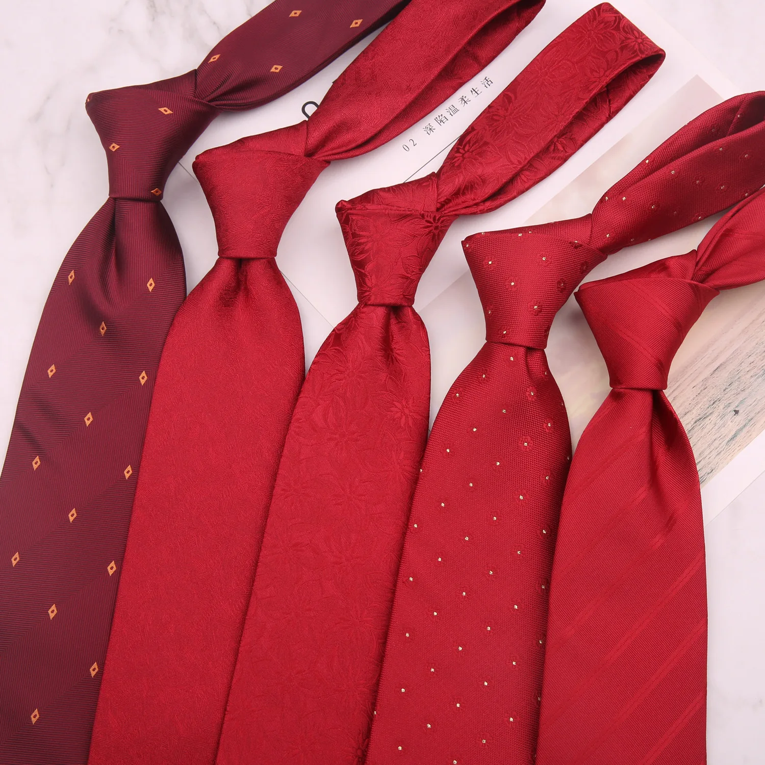 Wine red wedding tie, men's zippered formal attire, groom, men's wedding, no tying, lazy hands tie 8CM tie