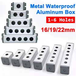 Metal Aluminum Pushbutton industrial Home Control Switch Box 16mm 19mm 22mm 1 /2/3/4/5/6 Holes Waterproof Box 45*45mm