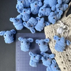 5pcs Handmade 4cm Knitting Mini Fudge Little Elephan Keychain Crochet Schoolbag Pendant Accessories Doll Keyrings Wholesale