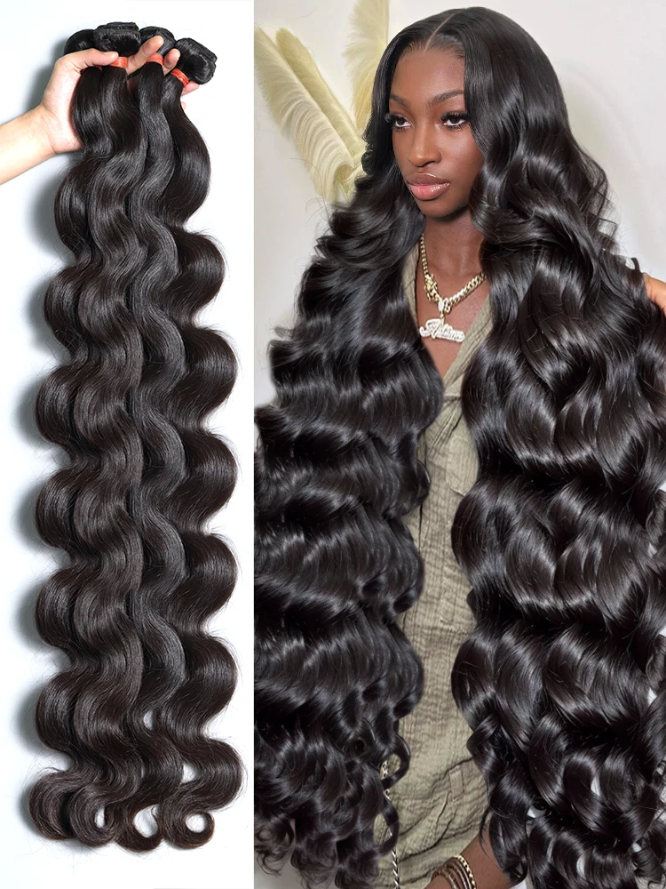 Body Wave Bundles Human Hair 30 32 40 Inch Bundles Human Hair Brazilian 3 4 Water Wave Bundles Body Wave Human Hair Extensions