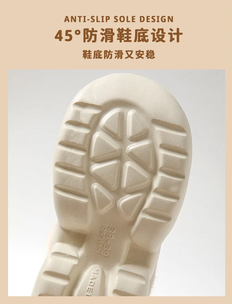 8 cm hohe Pantoffeln für Damen, klobige Plattform, Winter, pelzige Schleifenschuhe, Damen-Hausschuhe aus Kaninchenfell, wasserdichte Hasen-Mules, Clog-Schuhe – Detail 17