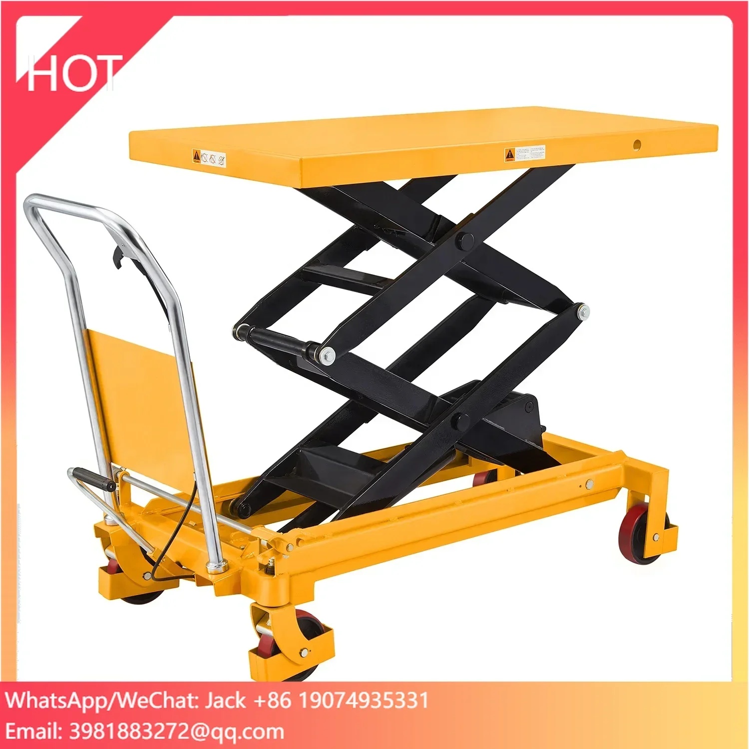 Elevador de plataforma Xilin, 1760 libras, Manual pequeño, tijeras dobles hidráulicas, mesa elevadora resistente