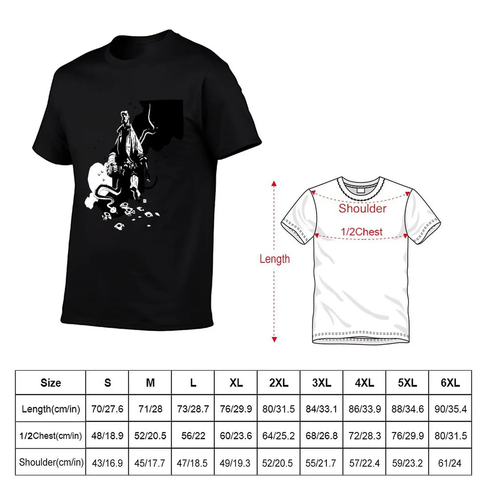 Hellboy B&W T-Shirt tees kawaii clothes fitted t shirts for men