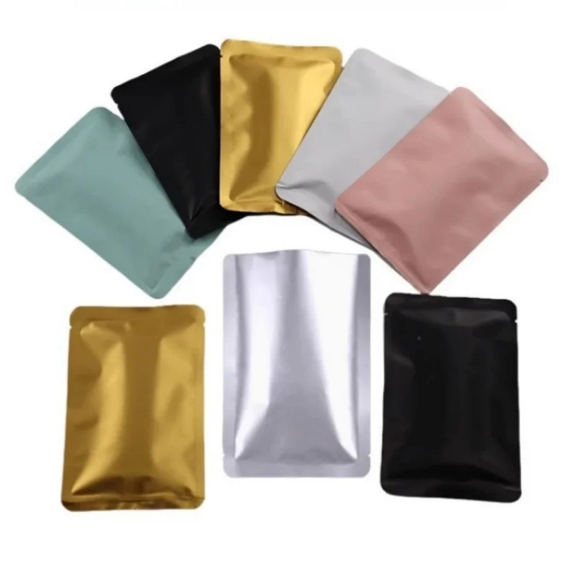 StoBag 100 Buah Tas Kemasan Aluminium Foil Warna Plastik Buka Atas Penyegelan Panas untuk Kantong Penyimpanan Masker Bubuk Teh dan Kopi Portabel