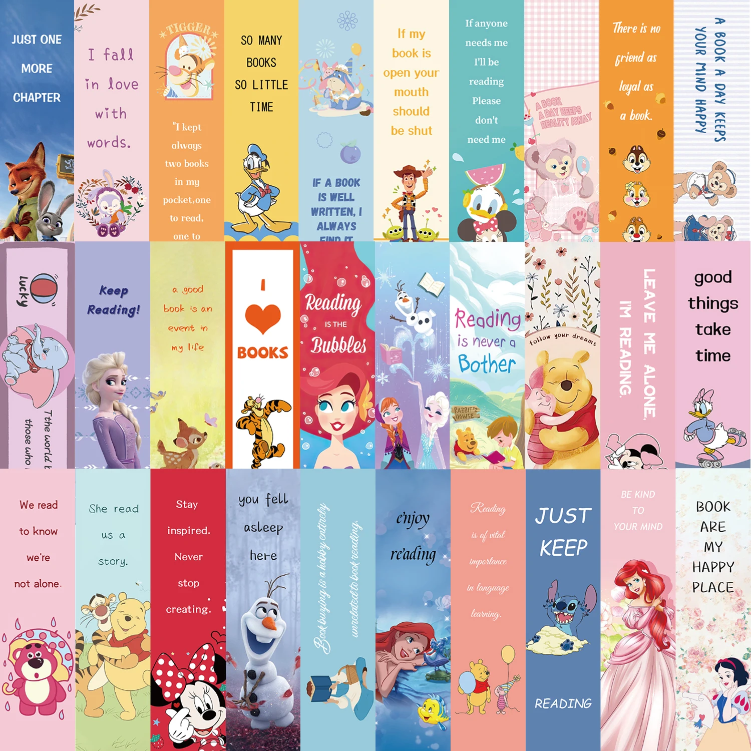 30pcs Disney Mix Character Stitch Bookmarks Anime Girls Collection Bookmarks Book Lovers Teachers Friends Reading Markers