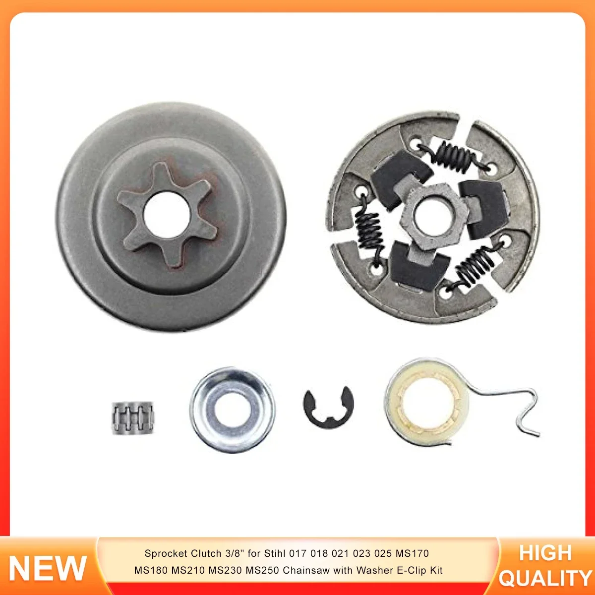 

Sprocket Clutch 3/8" for Stihl 017 018 021 023 025 MS170 MS180 MS210 MS230 MS250 Chainsaw with Washer E-Clip Kit