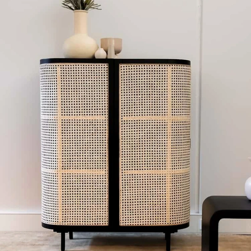 Nordic wabi-sandy wind rattan dining side cabinet small apartment modern and simple