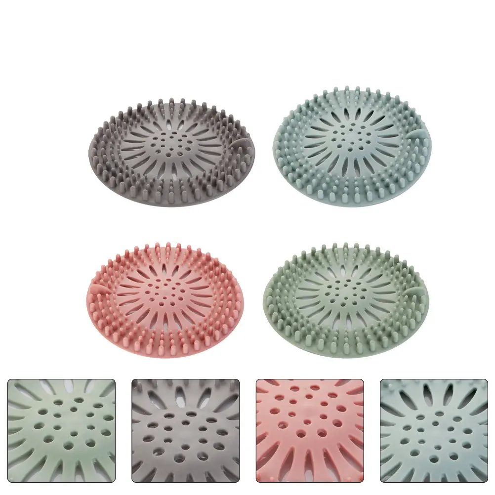 4Pcs Floor Drain Covers Tpr Sink Plugs Kitchen Bathroom Hair Catcher Drain Filters Stopper Strong Suction