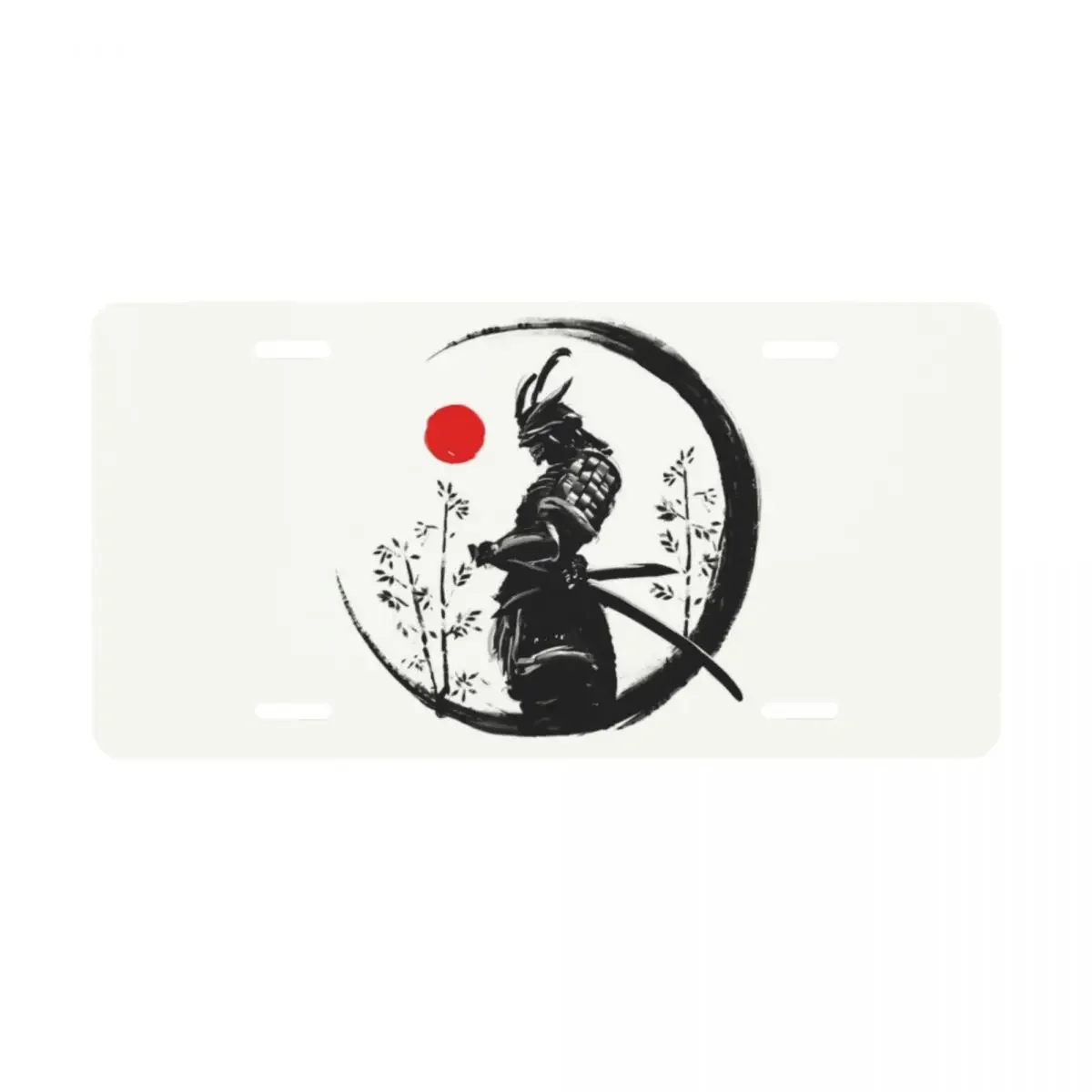 Custom Cool Japanese  Samurai Warrior Decorative Metal License Plate Katana Bushido Aluminum Car Front Vanity Tag 12x6 Inch