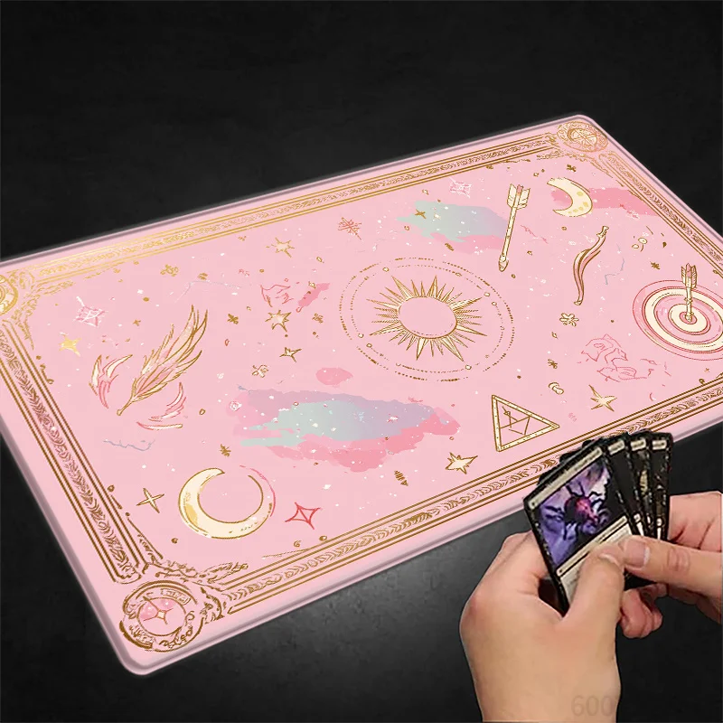Pink Moon Stars Card Magic Party Game Mat Durable Rubber for MTG&TCG Games 35X60cm Mouse Pad Offices Desk Mats Friendly Design