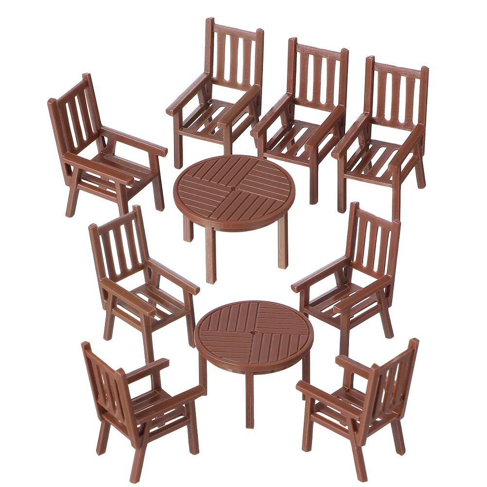 

2 Sets House Miniature Table and Chair Micro Scene Furniture Plastic Dollhouse Kitchen Models
