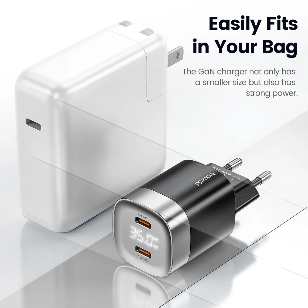 Toocki GaN USB Type C Charger 35W/33W Digital Fast Charger for iPhone 15 14 13 12 Samsung S24 S23 Xiaomi Redmi Oneplus Huawei