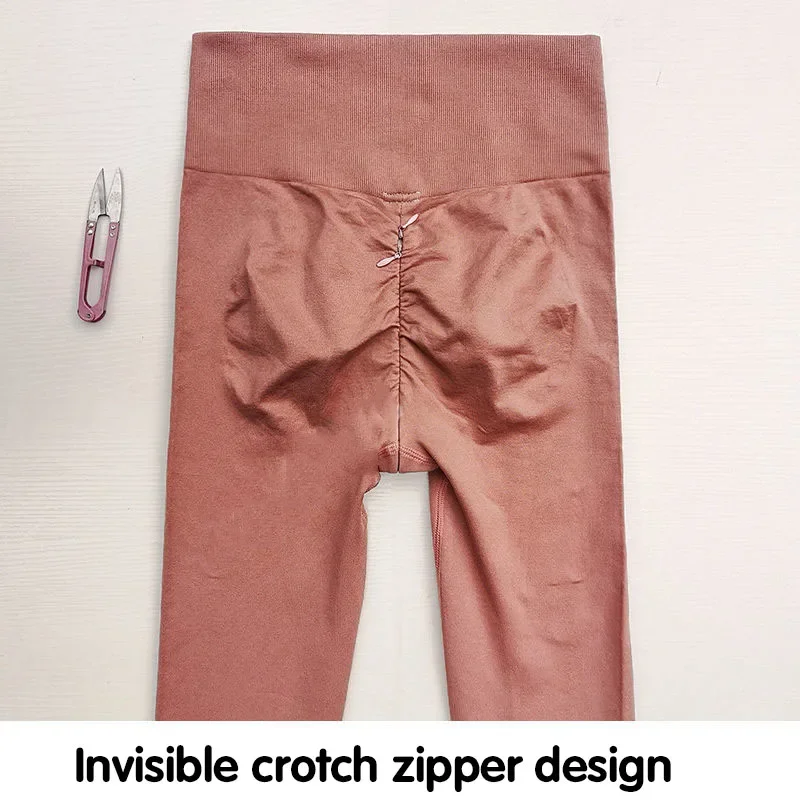 Outdoor Open Crotch Sex Pants, Exotic Hotpants Women Joggers Trousers Peach Hip Leggings Yoga Clothes Couple Casual Streetwear