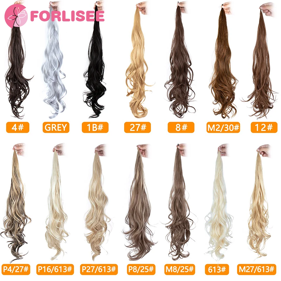 Extensões sintéticas do cabelo do rabo de cavalo para mulheres, cabelo encaracolado longo, cabelo ondulado, penteado diário, envoltório, 31"