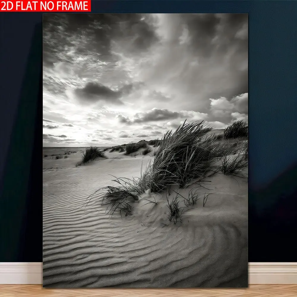 2D Flat, [2D Flat] Posters And Prints 1pc Serene Black And White Landscape Poster - Minimalist Nature Art Print with Gentle W