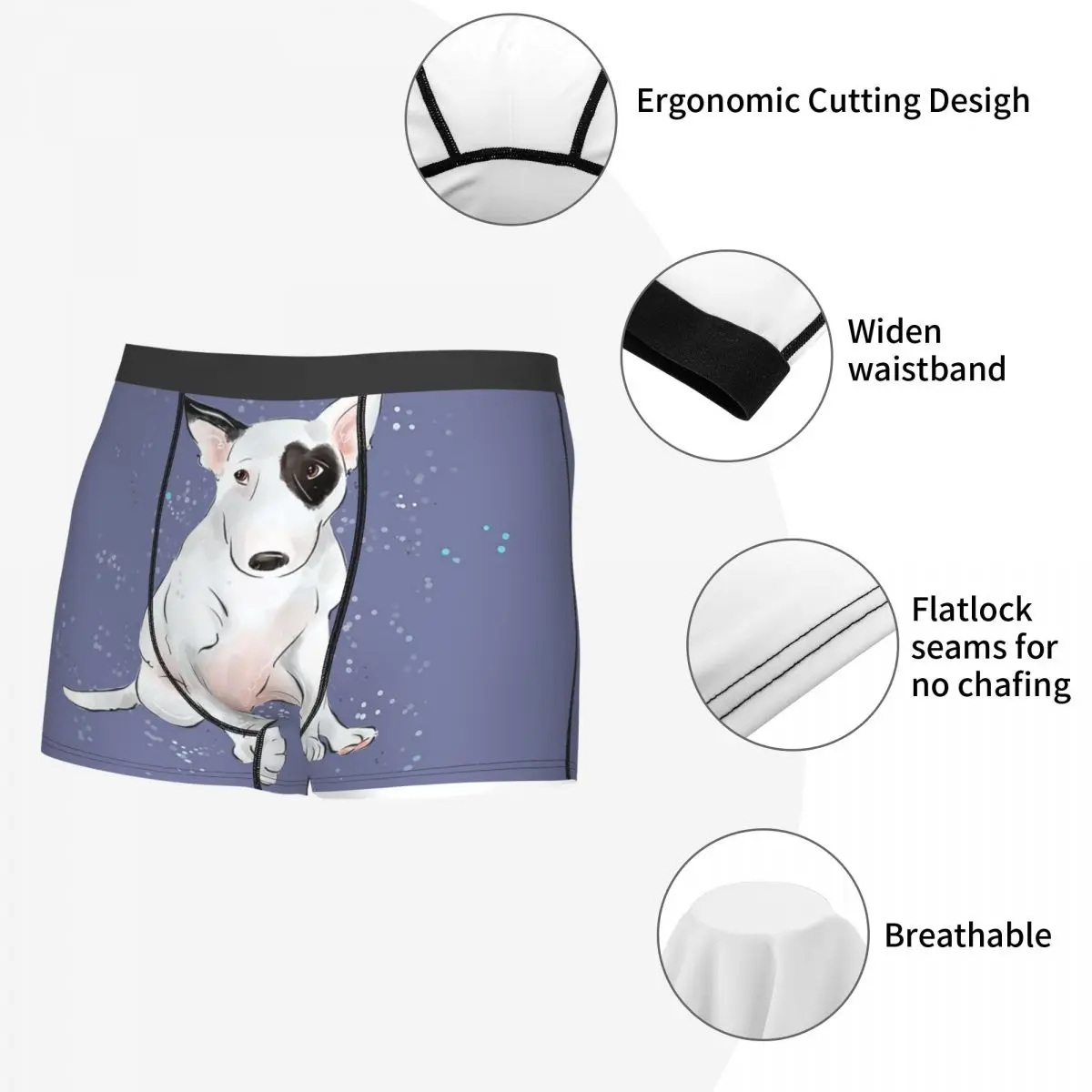 Humor Boxer Shorts Panties Men English Bull Terrier Dog Underwear Mid Waist Underpants for Homme