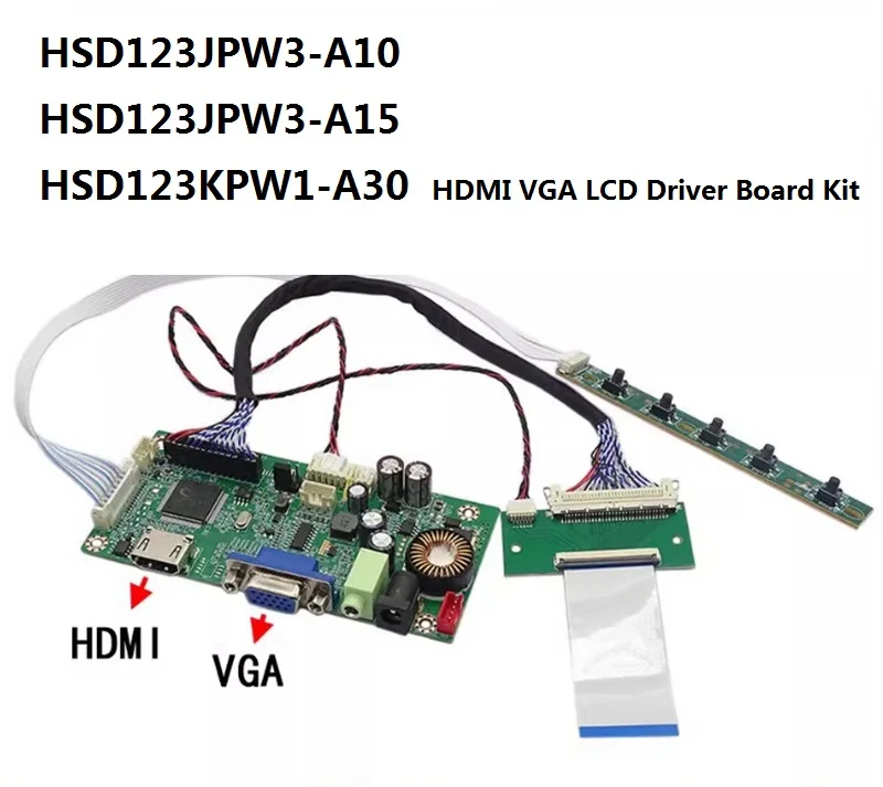 

Compatible-HDMI+audio+VGA LCD driver board for HSD123JPW3-A10 / HSD123JPW3-A15 / HSD123KPW1-A30 1920 X720 LCD Controller Board