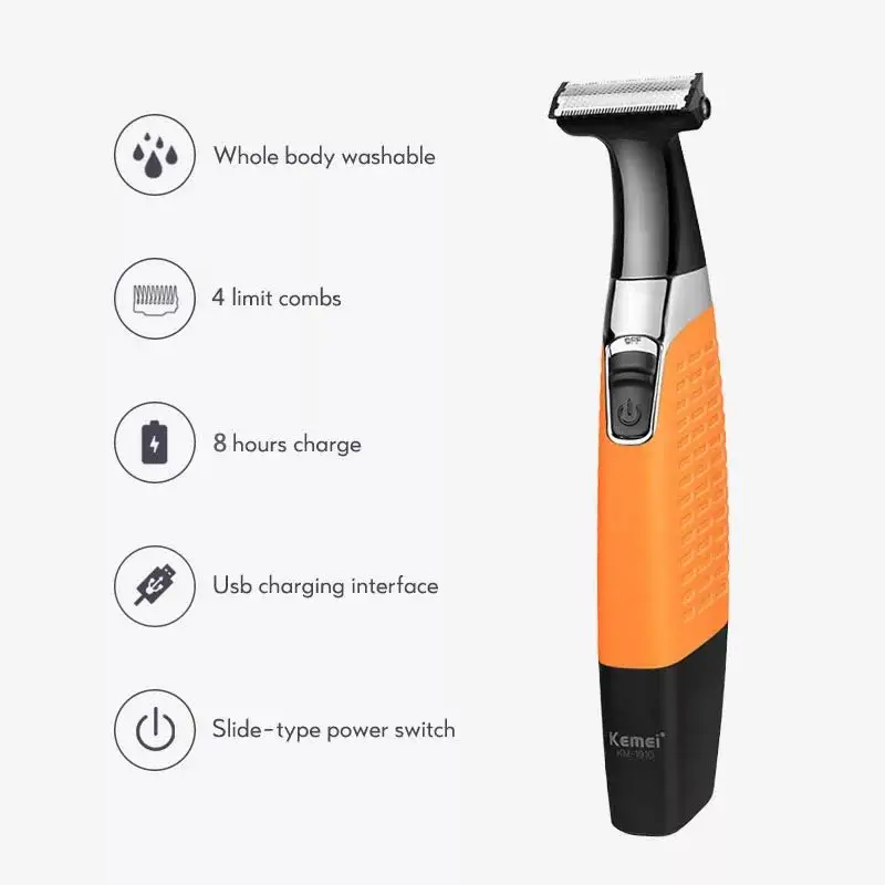 Kemei Elektrisch Scheerapparaat Voor Mannen Oplaadbare Baard Trimer Waterdichte Scheermes Professionele Haar Scheren Machine Grooming Scheerapparaat Blade