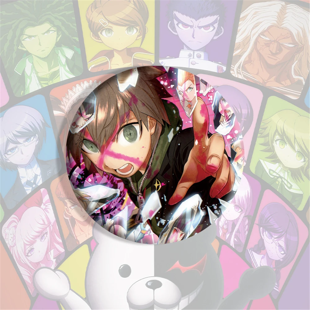 58mm Anime Danganronpa Makoto Naegi Kyoko Kirigiri Monokuma Cosplay COSTUME Badge Pin SPTE Tinplate Brooch Prop Xmas Gilf﻿
