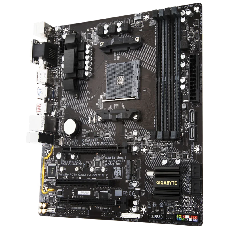 جيجابايت GA-AB350M-D3H (AM4/ B350/ 2 Way CrossFire/ HDMI/ DP/ M.2/ SATA/ USB 3.1 Type-A/ Micro ATX/ DDR4/ اللوحة الأم)
