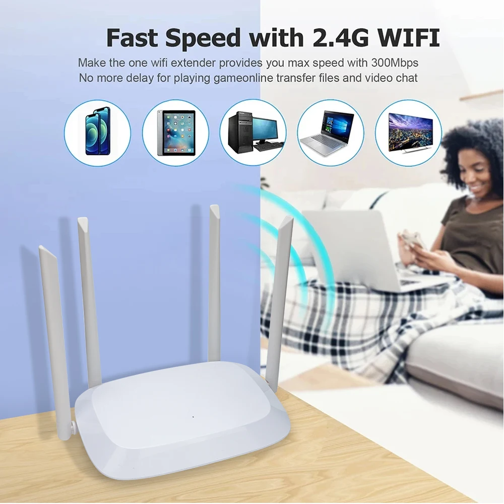 Wireless WiFi Router 1200Mbps Dual Band 2.4GHz 5GHz Wifi Repeater 4*6dBi Antennas Signal Amplifier Wider Coverage Wi-Fi Extender