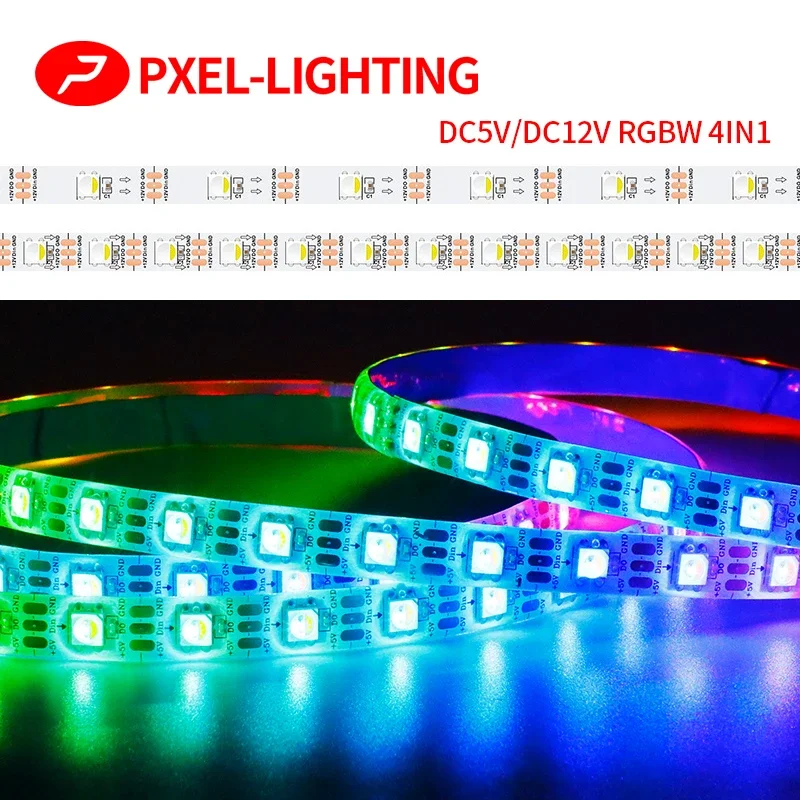 SK6812 (WS2812B upgrade) RGBW RGBWW 4in1 LED Strips DC5V DC12V 30/60LED Symphony Pixel Programmable SPI neon Light Strips