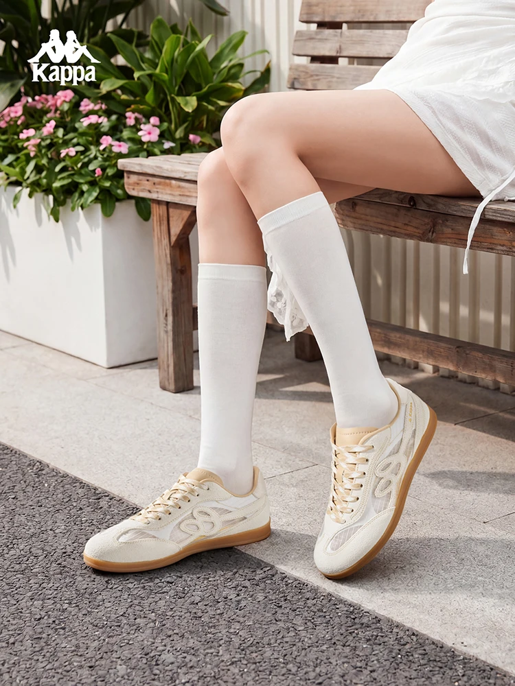 Kappa Women's Shoes Retro Breathable German Training Shoes for Women Lightweight Breathable Versatile Sneakers Trendy Color-Blocking Casual Sports Shoes for Women