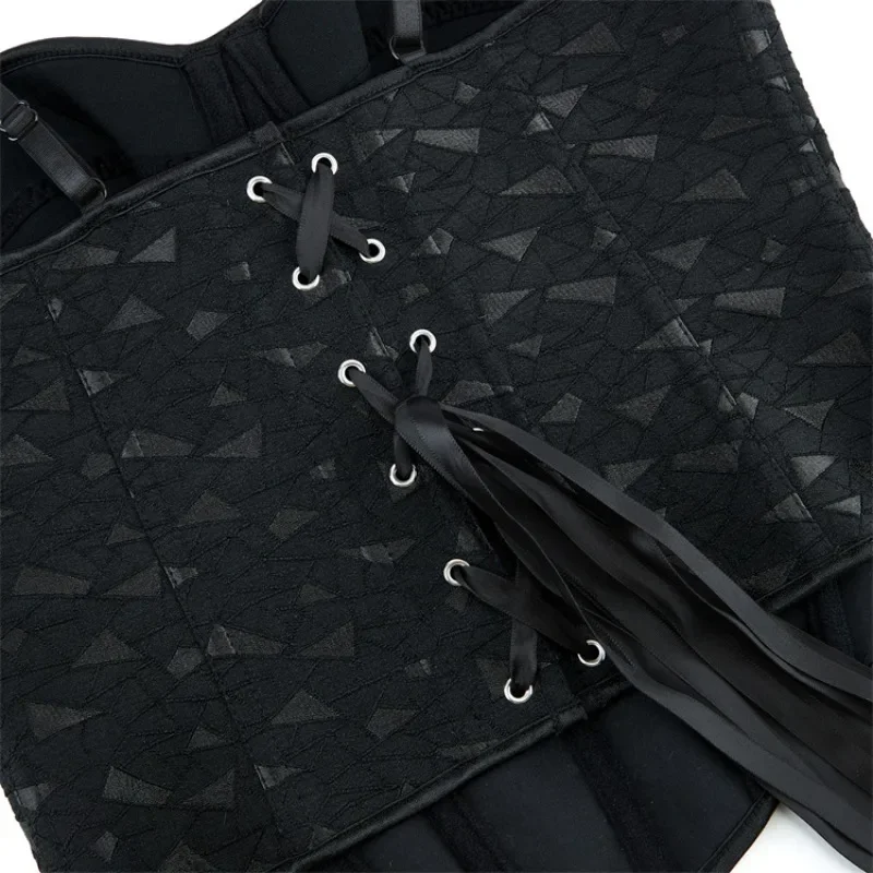 مشد بوستير برباط أسود على الطراز الفيكتوري للنساء، ملابس داخلية لتنحيف الجسم، ملابس داخلية للتخسيس فوق الصدر