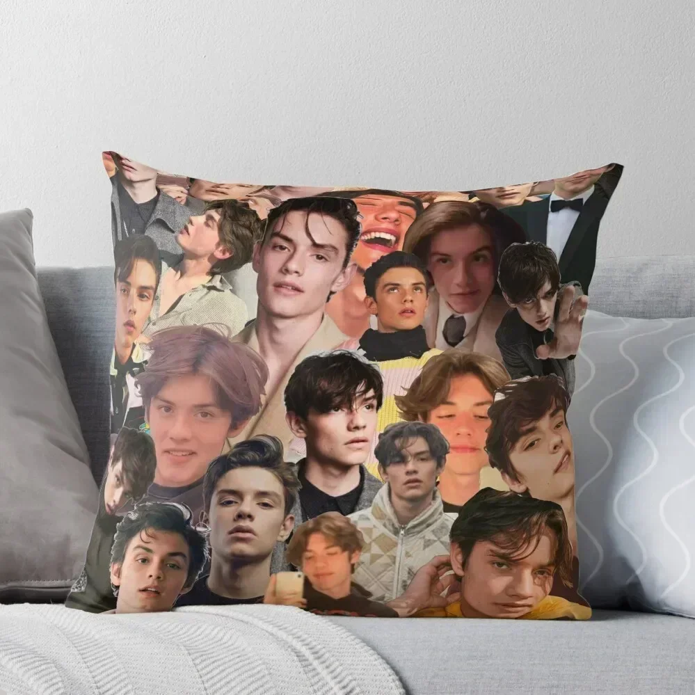 Louis Partridge Photo Collage Throw Pillow pillow cover christmas Sofa Cushions Couch Pillows pillow