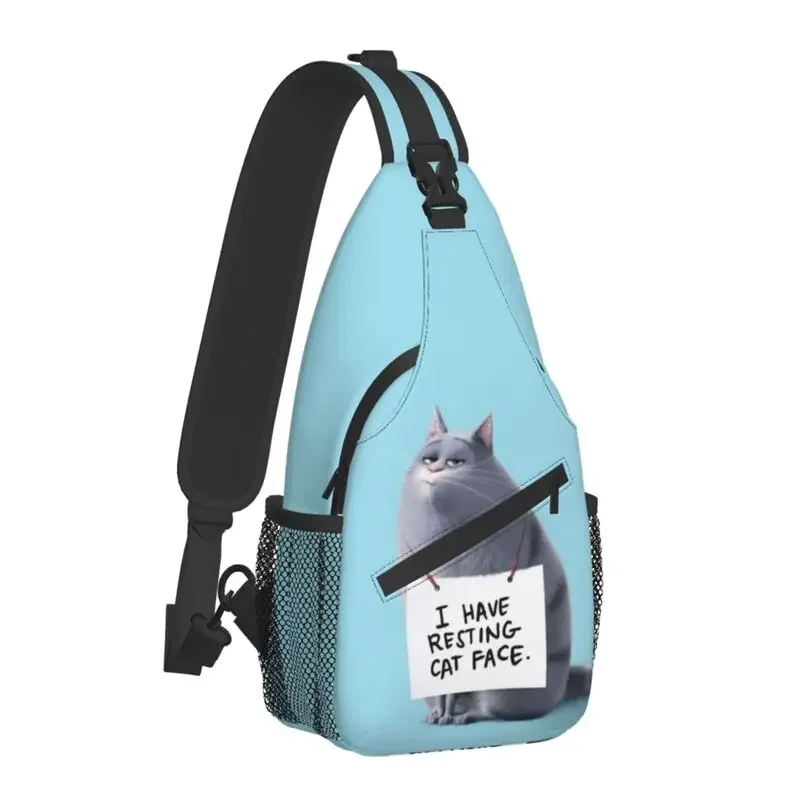 Cute Tabby Cat Sling Crossbody Chest Bag Men Cool Animated Film Shoulder Backpack for Hiking