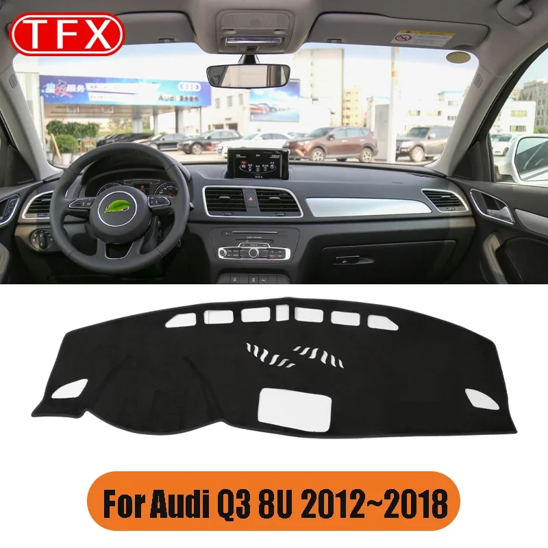 LIEI Flannel Car Dashboard Cover Mats For Audi Q3 8u F3 2012~2022 Avoid Light Pads Anti-Uv Case Carpet Protect Rug Cape Accessor