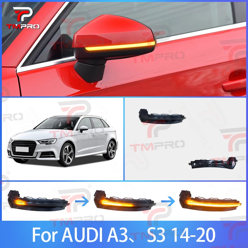 

Для Audi A3 S3 14-20 светодиодный динамический указатель поворота, мигающий водный индикатор бокового зеркала, мигалка, синий свет