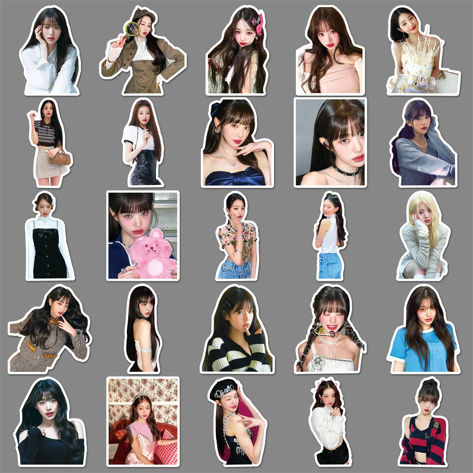 K-pop Idols WonYoung Sticker 50pcs/Set INS Cute Waterproof Graffiti Decal Mobile Phone Cup Notebook Decoration Poster Fans Gift