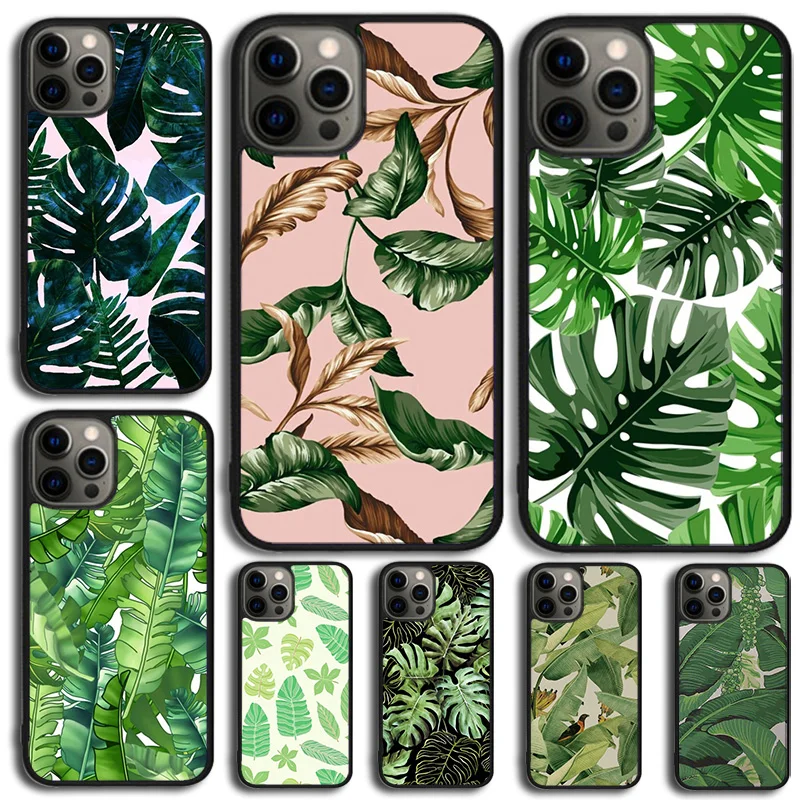 Tropische Blätter Bananenblatt Handyhülle für Samsung Galaxy S10 S22 S23 S24 Note 10 20 Lite S20 Plus S21 Ultra Rückseite