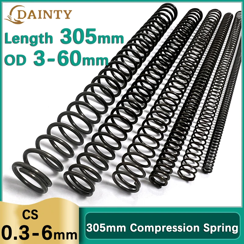 Length 305mm Black Steel Pressure Compression Spring Wire Diameter 0.3 0.4 0.5 0.6 0.7 0.8 1 1.5 1.8 2 2.5-- 6mm OD 3-60mm