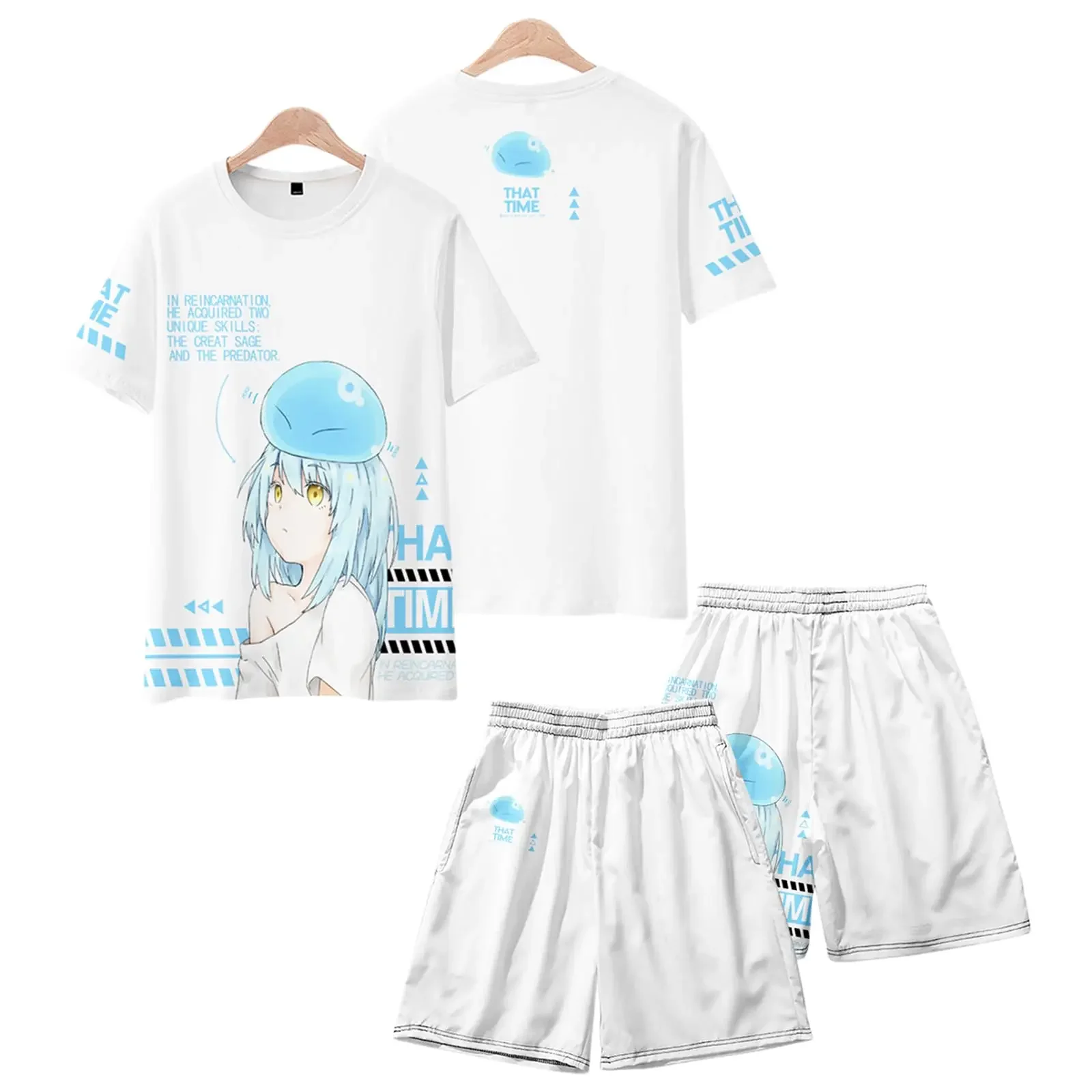 

That Time I Got Reincarnated As A Slime Rimuru Tempest 3D Print T-shirt Set Kawaii Cosplay Tee Shorts Suit Men Women 2 Piece Set