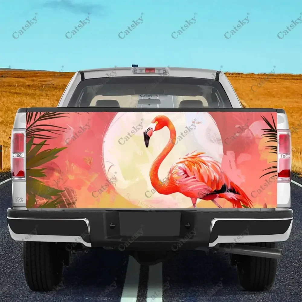 Full Moon Flamingo Print Car Tail Trunk Protect Vinly Decal Auto Accessories Hood Decoration Wrap Sticker for Off-road Pickup