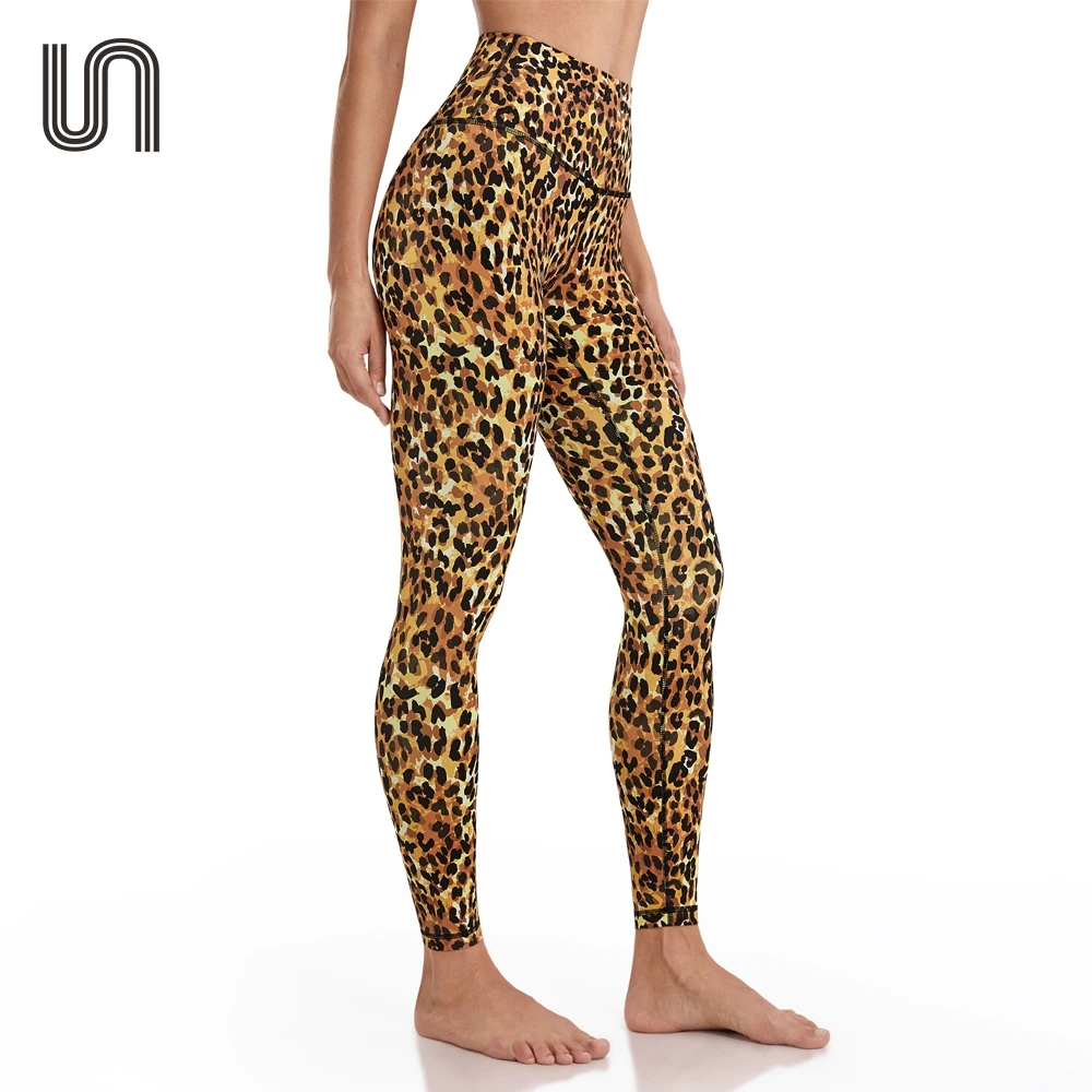 Yoga Leggings Workout High Waisted Halloween Mermaid Women Tummy Control Leopard Printed Yoga Pants 25 Inches Pants Elastic