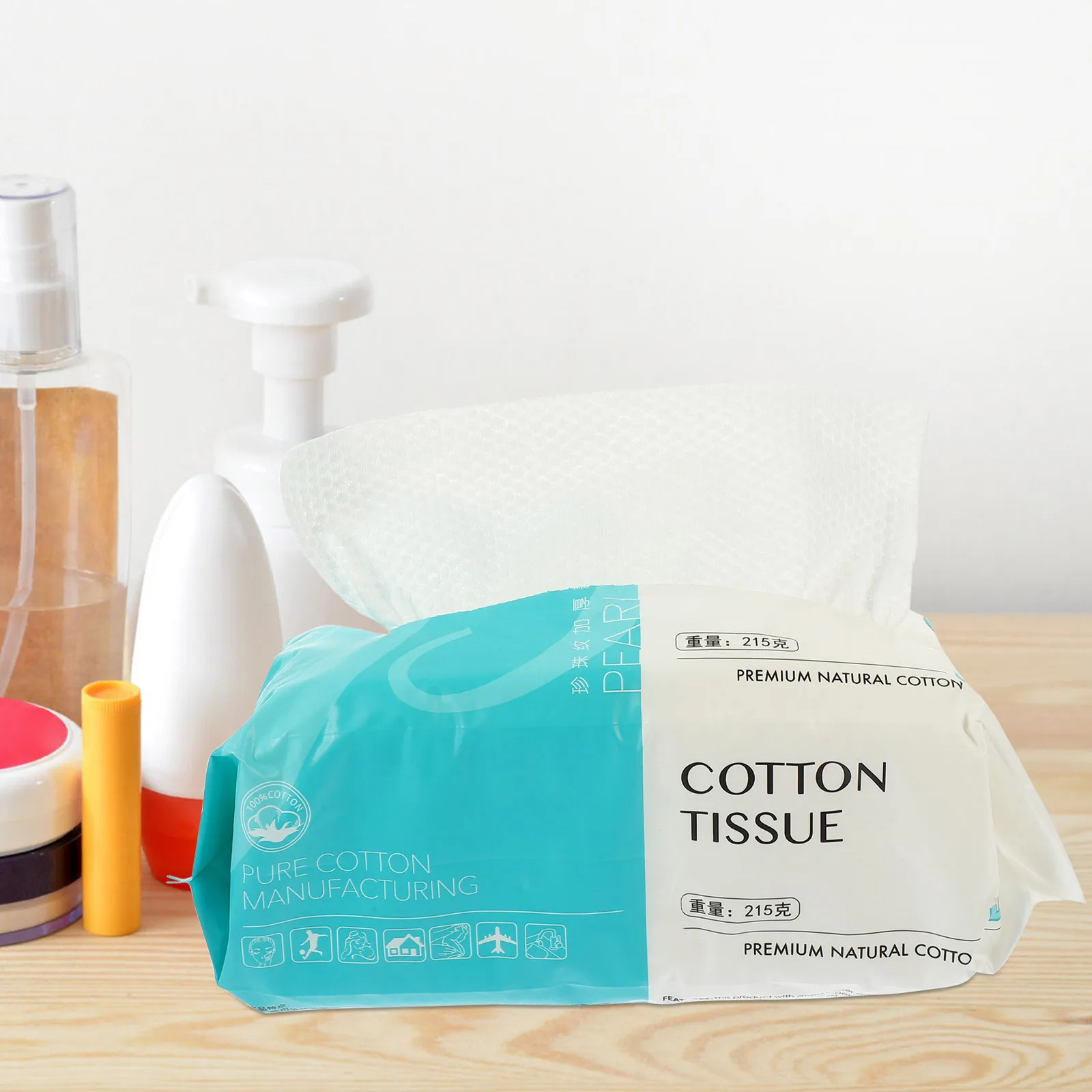 مناديل تنظيف الوجه القطنية الناعمة لإزالة المكياج، صندوق محمول، تصميم قابل للاستخراج للسفر، مناديل الوجه، مناديل القطن