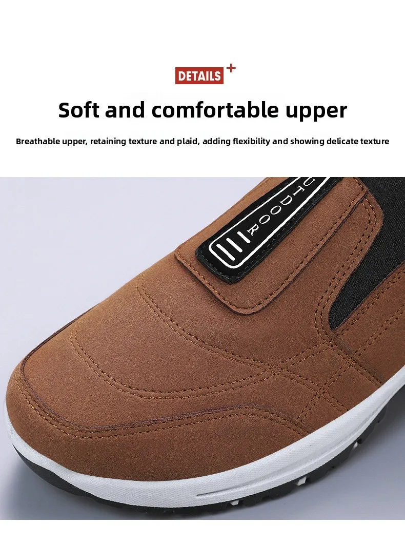 Wasserdichte Slip-On-Wanderschuhe für ältere Herren, rutschfest, stoßdämpfend, mit Profilsohle, für den täglichen Gebrauch im Freien, Freizeitschuhe, Wanderschuhe – Detail 6
