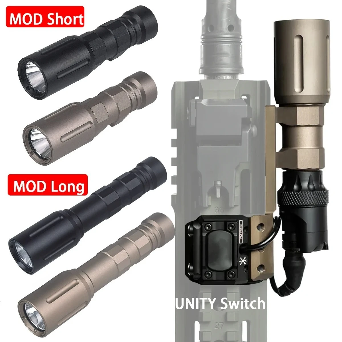 Lampe torche tactique MOD Weapons Scout Light, projecteur haute luminosité avec interrupteur à distance, fixation UNITY Hot Button pour Airsoft
