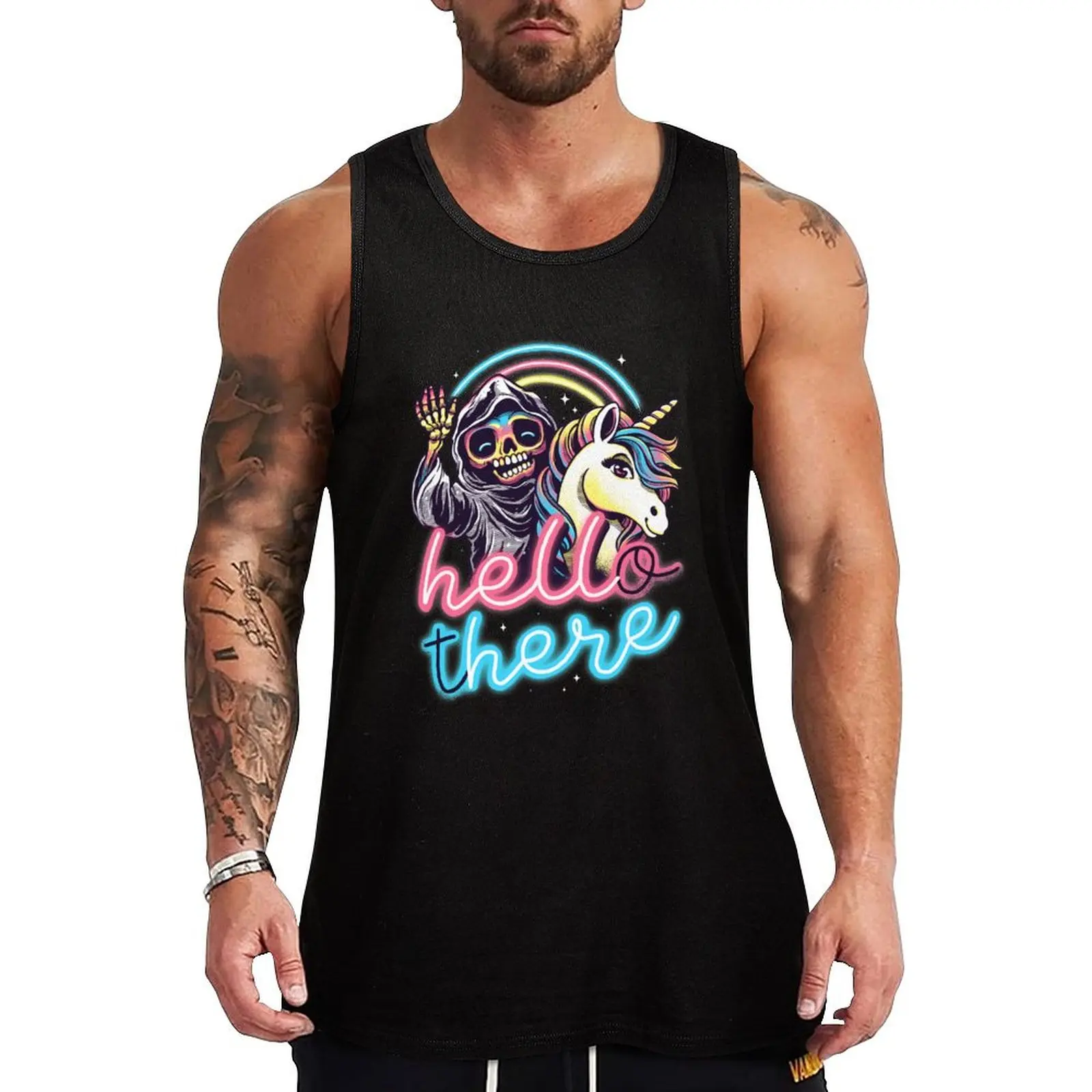HELLO THERE Tank Top Simple Tank Top Basic Regular Fit Casual Undershirt