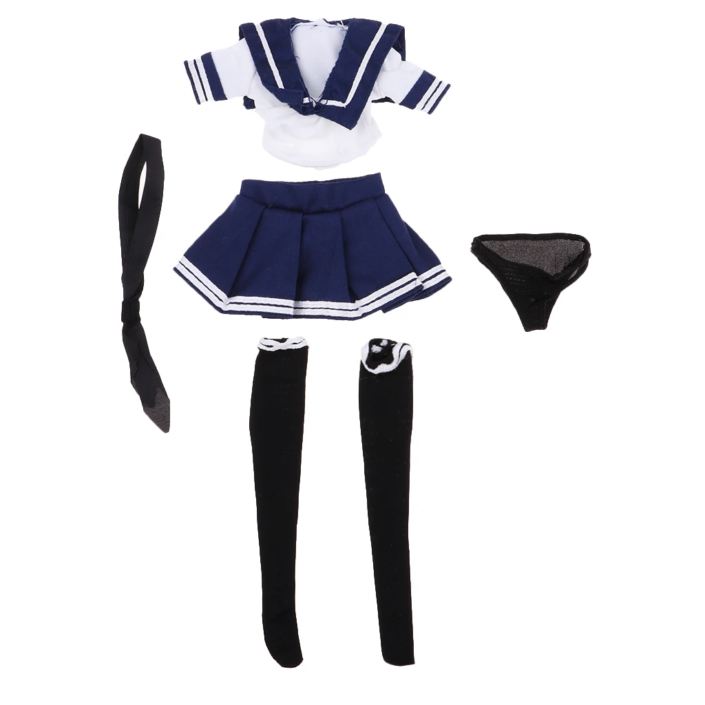 

1/6 Scale Blue White JK Uniform Outfits for 12" Female Action Figures