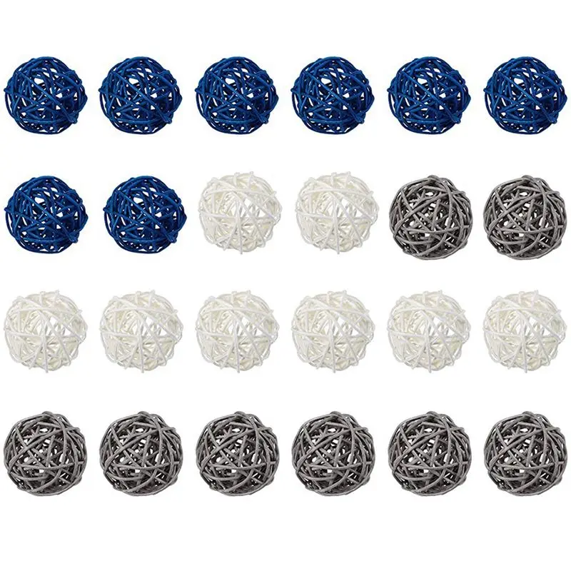 

Декоративные шары из ротанга AEE6 для украшения дома, кухни, свадебных торжеств, темно-синий, серый, белый